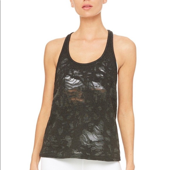 ALO Yoga Tops - ALO Yoga Distressed Tank, Heather Grey